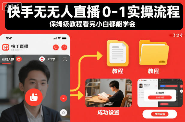 快手无人直播0-1实操流程，保姆级教程看完小白都能学会-星火轻创