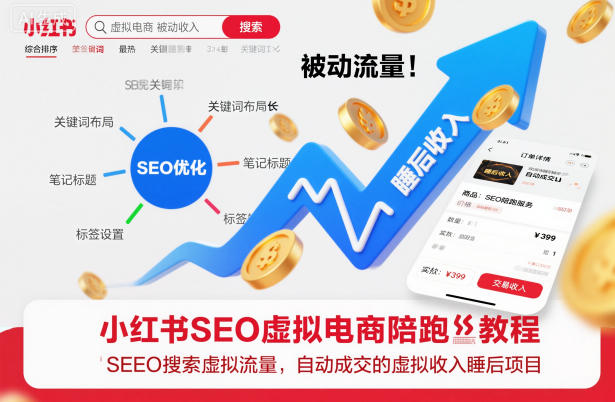 小红书SEO虚拟电商陪跑教程，实现seo搜索被动流量，自动成交的被动收入睡后项目-星火轻创
