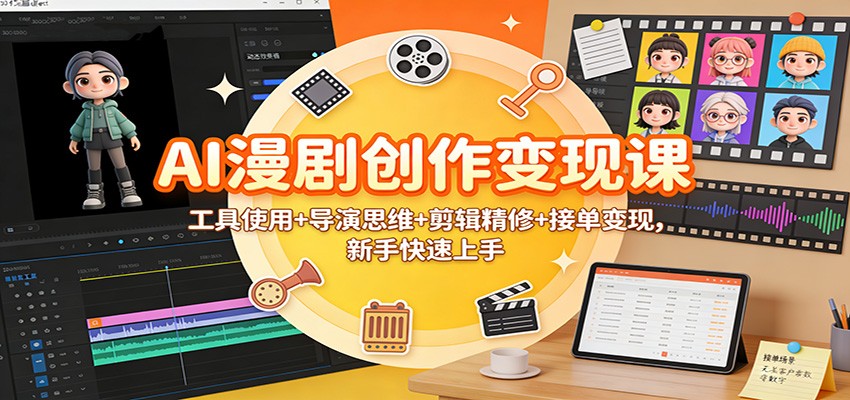AI漫剧创作变现课：工具使用+导演思维+剪辑精修+接单变现，新手快速上手-星火轻创