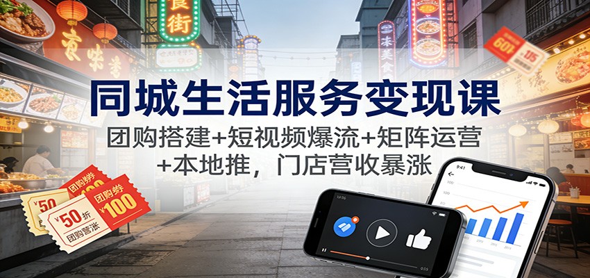 同城生活服务变现课：团购搭建+短视频爆流+矩阵运营+本地推，门店营收暴涨-星火轻创