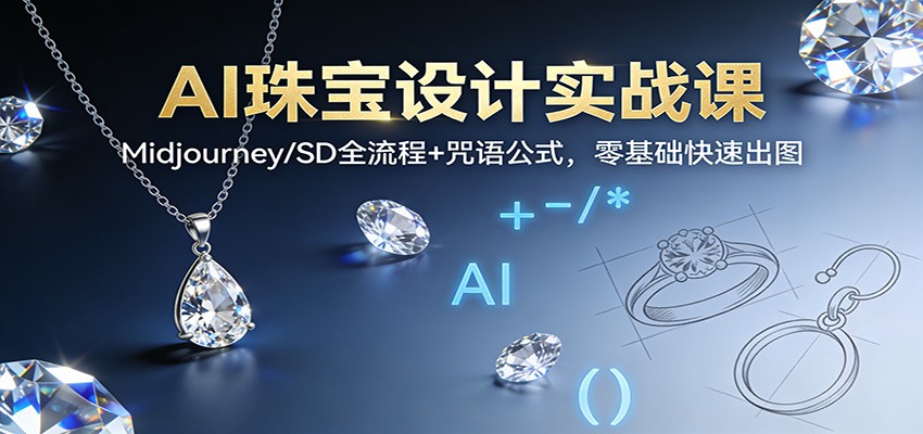 AI珠宝设计实战课：Midjourney/SD全流程+咒语公式，零基础快速出图-星火轻创