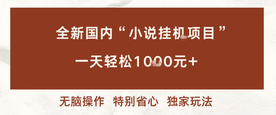 全新国内小说挂G项目，多窗口无脑跑，一天轻松1k+，特别省心【揭秘】-星火轻创