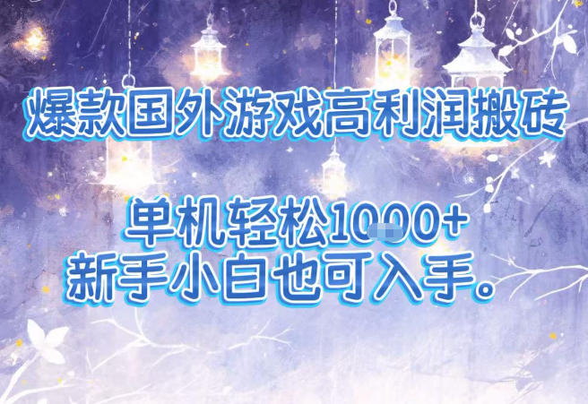 爆款国外游戏高利润搬砖项目，单机轻松1k+，新手小白也可入手【揭秘】-星火轻创