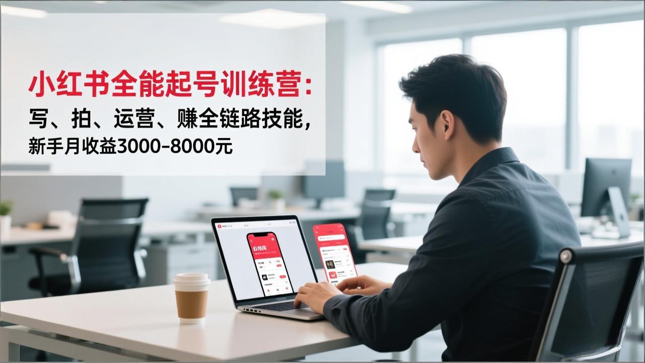 小红书全能起号训练营：写、拍、运营、赚全链路技能，新手月收益3000-8000元-星火轻创