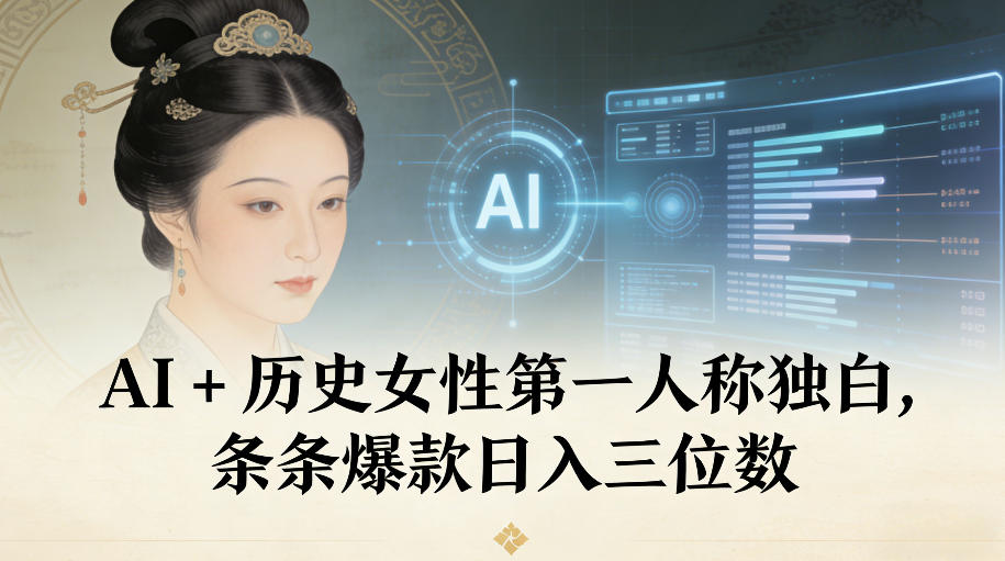 AI+历史女性第一人称独白，条条爆款日入三位数-星火轻创