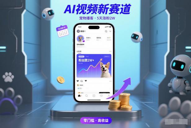 AI视频新赛道，宠物播客仅注册5天涨粉2W，收益非常可观-星火轻创