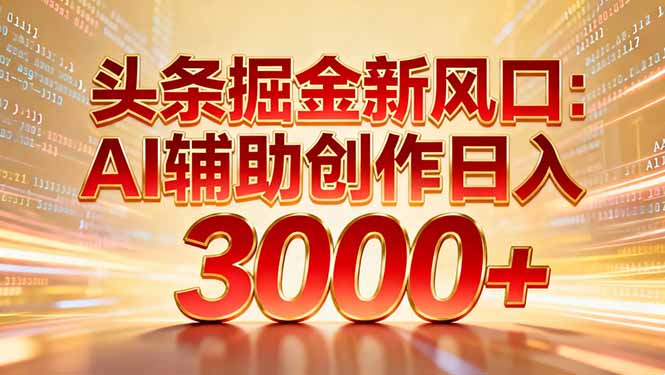 头条掘金新风口：AI辅助创作日入3000+，矩阵玩法当天启动隔天见效-星火轻创