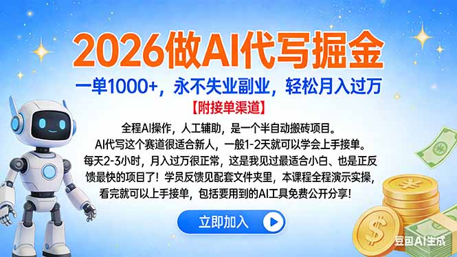2026做AI代写掘金，一单1000+，永不失业副业，轻松月入过万-星火轻创