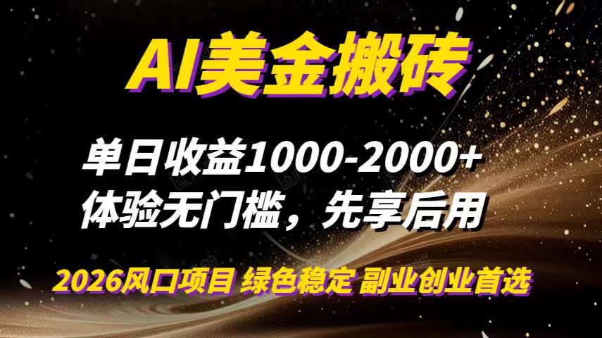 AI美金搬砖，单日收益1000-2000+，2025风口项目，可以副业，可以全职，可以工作室放大-星火轻创