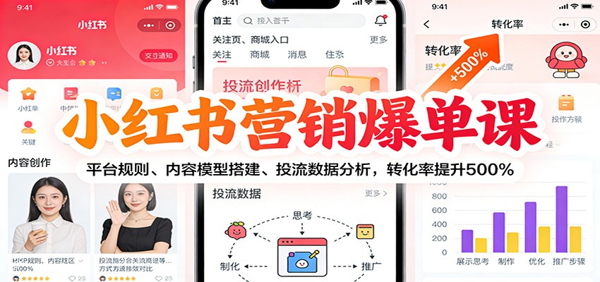 小红书营销爆单课：平台规则、内容模型搭建、投流数据分析，转化率提升500%-星火轻创