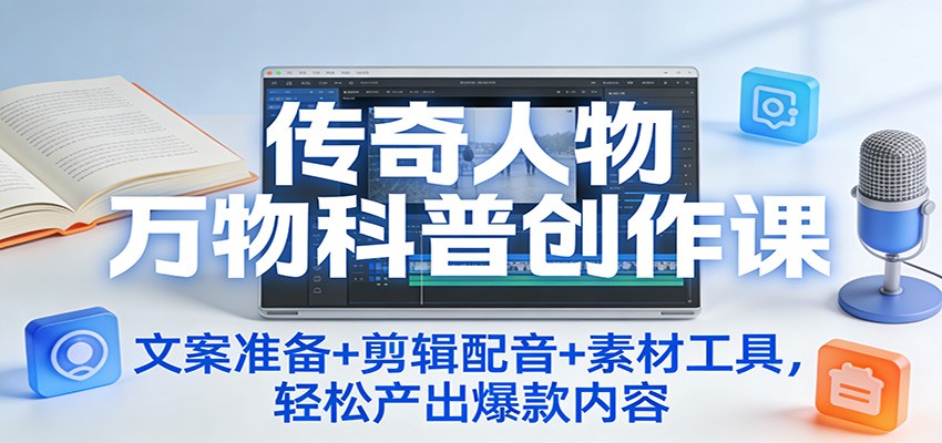 传奇人物万物科普创作课：文案准备+剪辑配音+素材工具，轻松产出爆款内容-星火轻创
