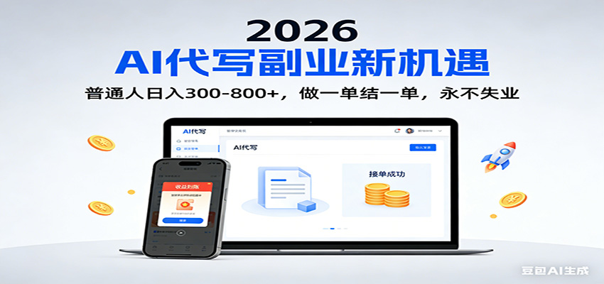 2026 副业首选!AI 代写日入 300-800,普通人0门槛,做一单结一单!-星火轻创