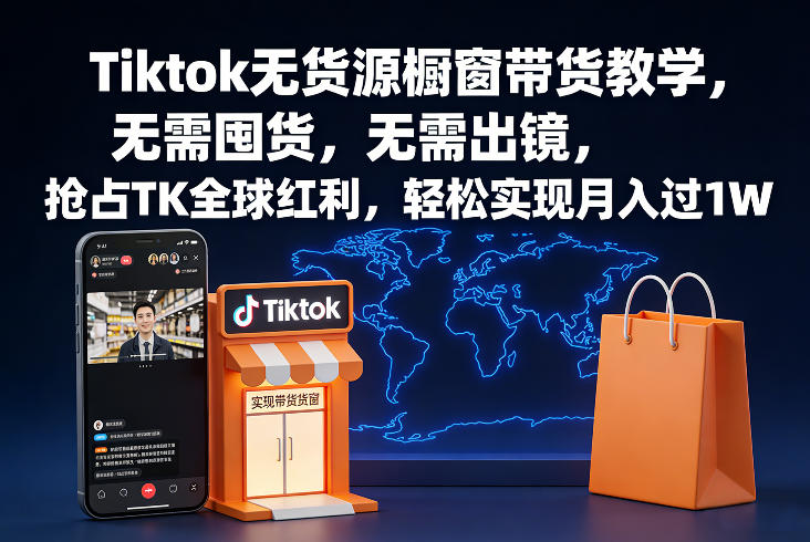 Tiktok无货源橱窗带货教学，无需囤货，无需出镜，抢占TK全球红利，轻松实现月入过1W-星火轻创