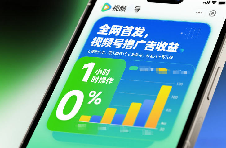 全网首发，视频号撸广告收益，无任何成本，每天操作1个小时即可，收益几十到几张-星火轻创