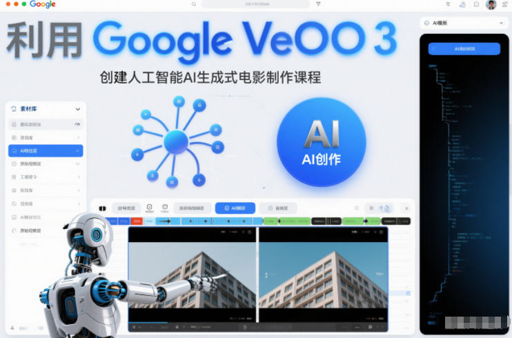利l用Google Veo 3创建人工智能AI生成式电影制作课程，使用人工智能的力量创建令人惊叹的视频-星火轻创