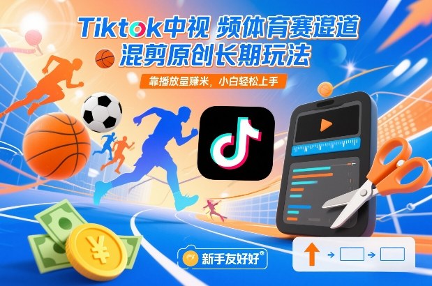 Tiktok中视频体育赛道混剪原创长期玩法，靠播放量賺米，小白轻松上手-星火轻创