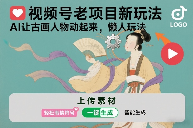 视频号老项目新玩法，AI让古画人物动起来，懒人玩法，附详细教程-星火轻创