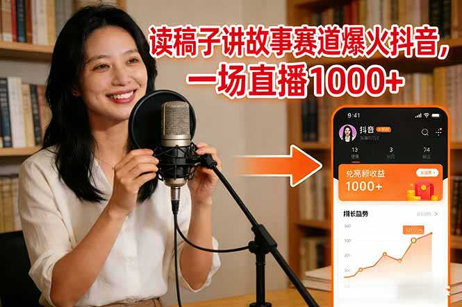 读稿子讲故事赛道爆火抖音，一场直播日入1000+-星火轻创