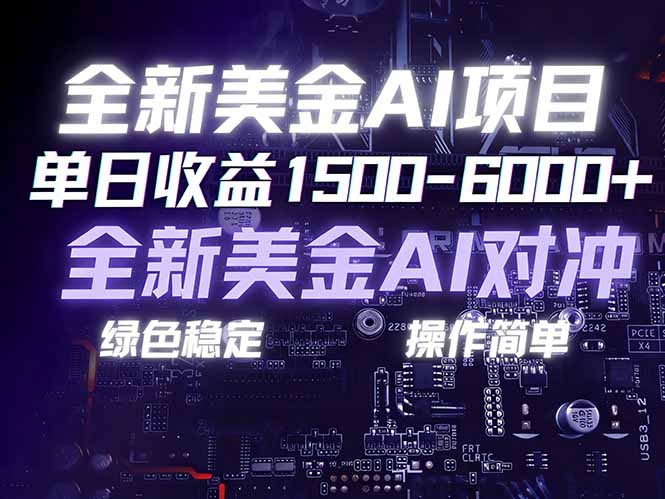 美金AI对冲项目，日入1500-6000+，绿色稳定，操作简单，创业副业首选，可批量放大-星火轻创