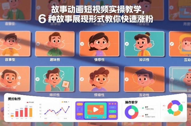 故事动画短视频实操教学，6种故事展现形式教你快速涨粉-小艾项目网