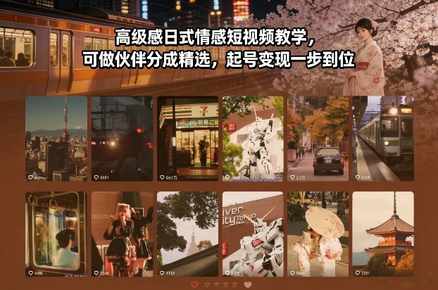 高级感日式情感短视频教学，可做伙伴分成精选，起号变现一步到位-星火轻创