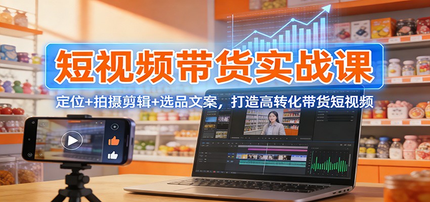 短视频带货实战课：定位+拍摄剪辑+选品文案，打造高转化带货短视频-星火轻创