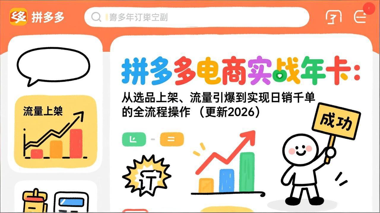 拼多多电商实战年卡：从选品上架、流量引爆到实现日销千单的全流程操作(更新2026-星火轻创