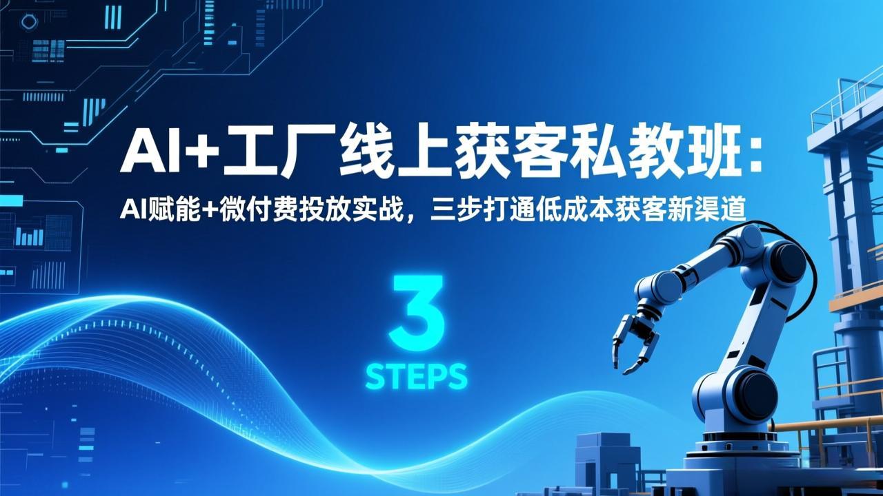 AI+工厂线上获客私教班：AI赋能+微付费投放实战，三步打通低成本获客新渠道-小艾项目网