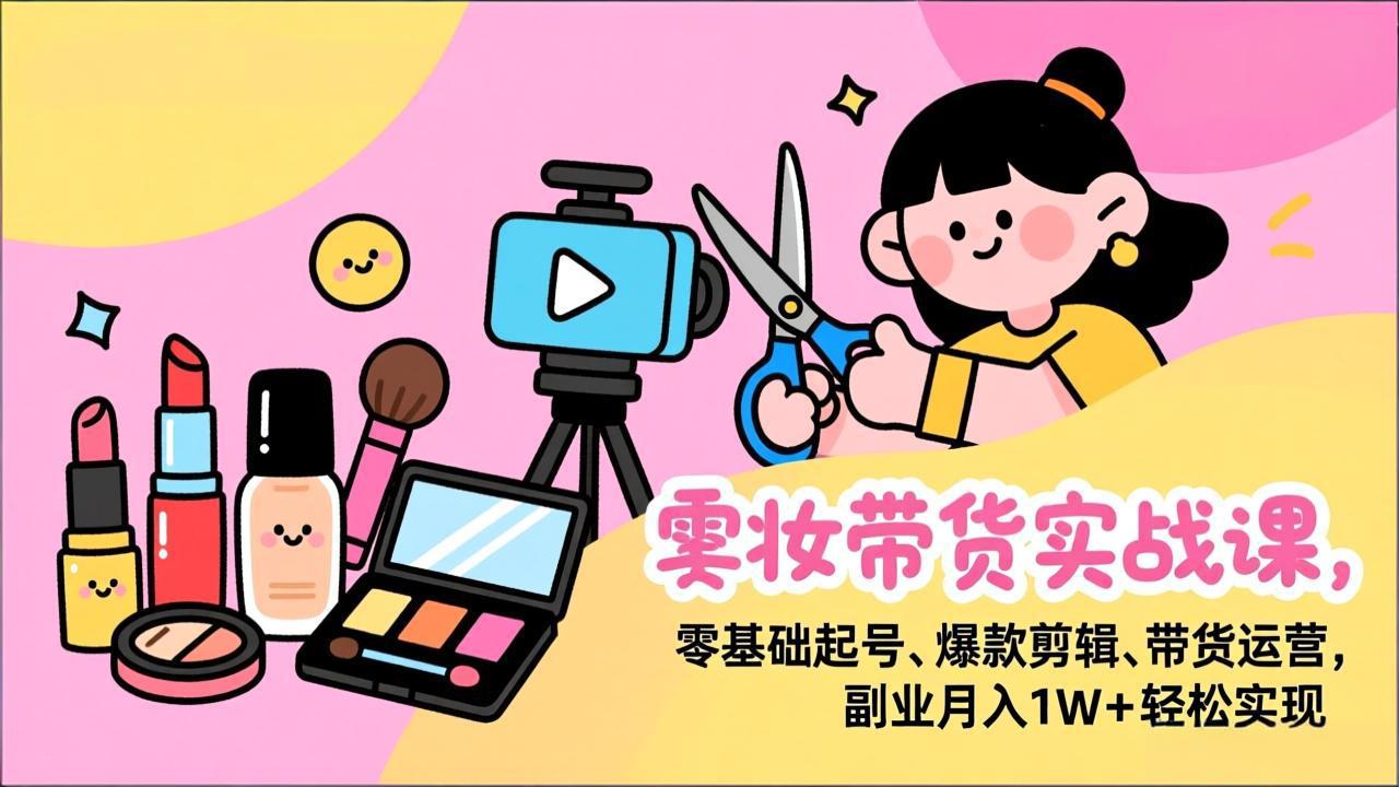 美妆带货实战课，零基础起号、爆款剪辑、带货运营，副业月入1W+轻松实现-星火轻创