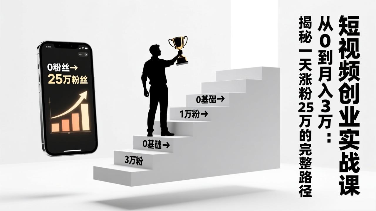 短视频创业实战课：从0到月入3万：揭秘一天涨粉25万的完整路径-星火轻创