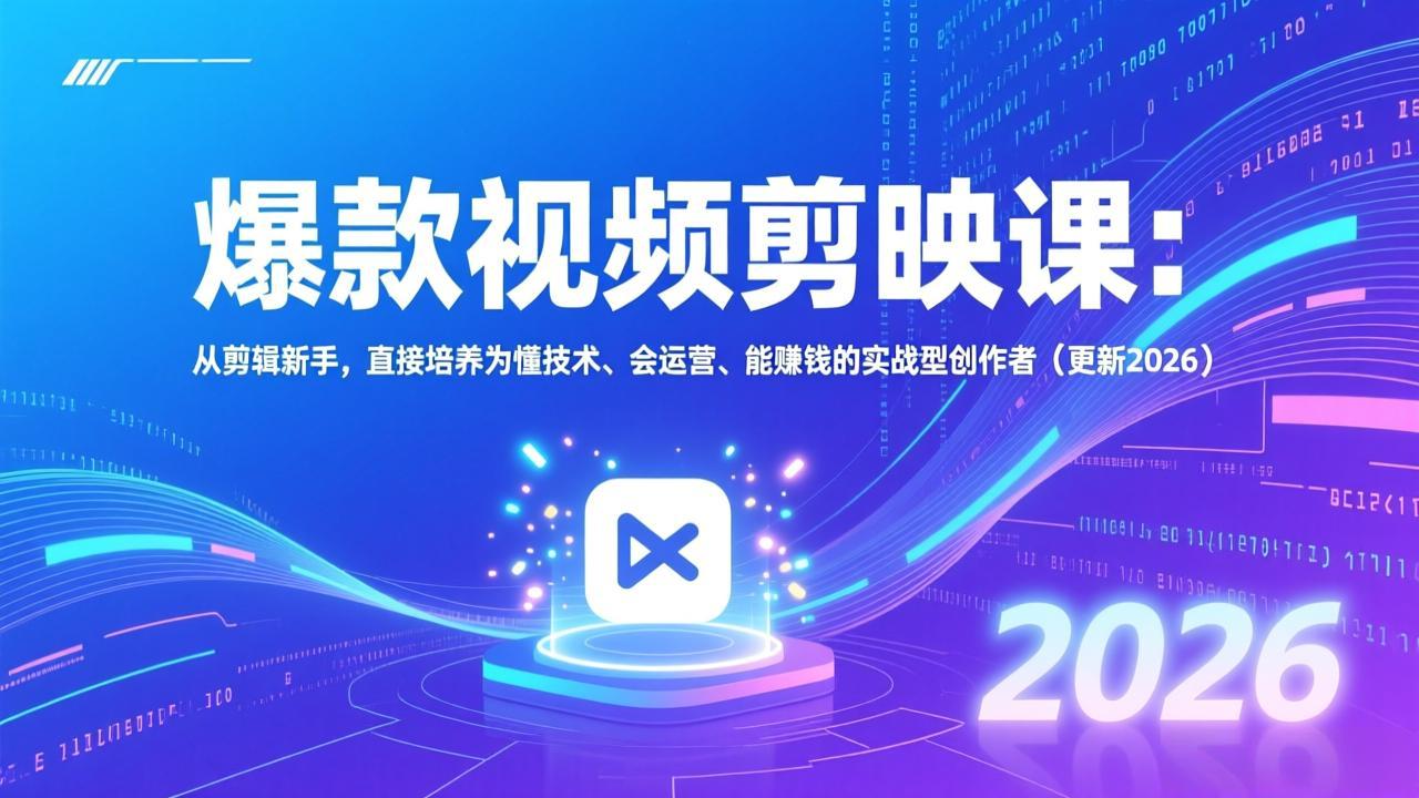 爆款视频剪映课：从剪辑新手，直接培养为懂技术、会运营、能赚钱的实战型创作者(更新2026-星火轻创