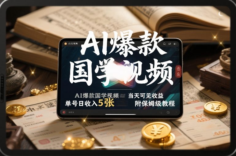 AI爆款国学视频，独家起号方法，小白直接上手，当天可见收益，单号日收入5张+附保姆级教程-星火轻创
