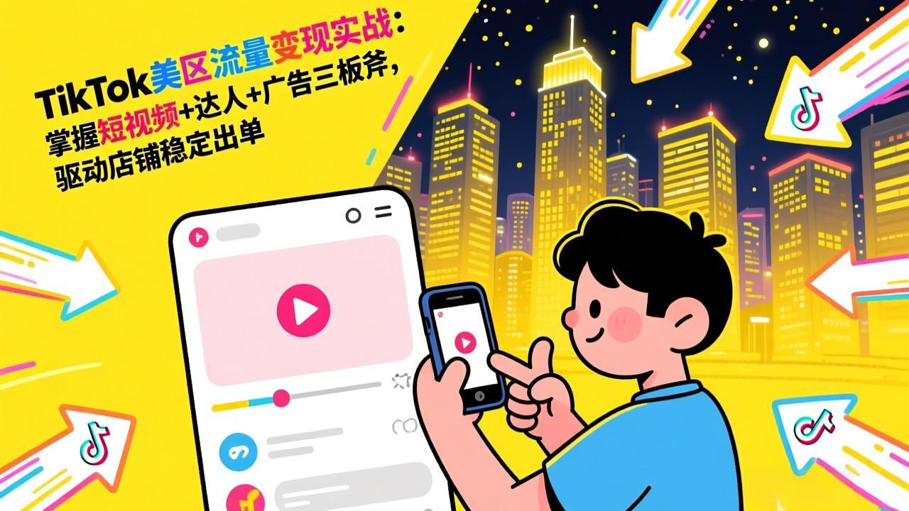 TikTok美区流量变现实战：掌握短视频+达人+广告三板斧，驱动店铺稳定出单-星火轻创