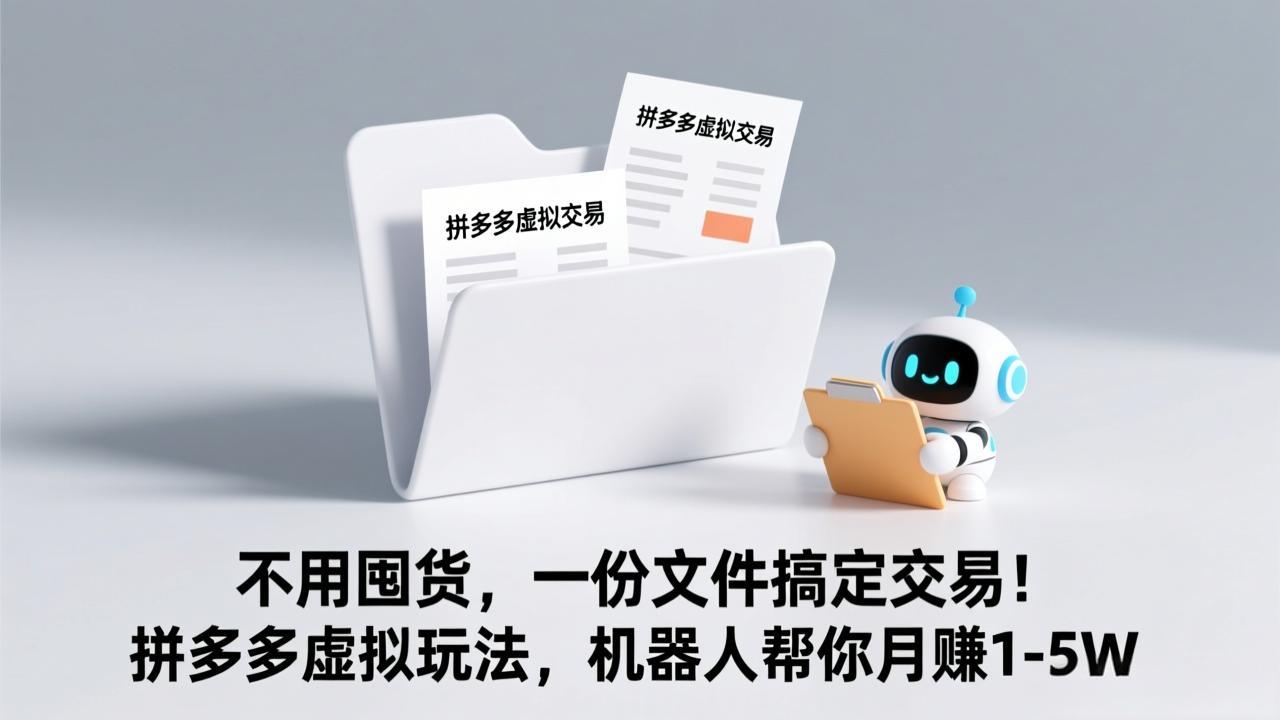 不用囤货，一份文件搞定交易！拼多多虚拟玩法，机器人帮你月赚 1-5W-小艾项目网