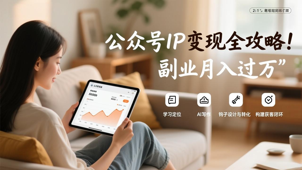 公众号IP变现全攻略，学习定位、AI写作、钩子设计与转化，构建获客闭环，副业月入过万-星火轻创