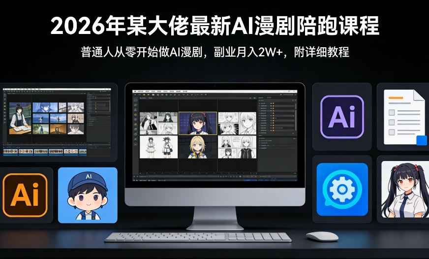 26年某大佬最新Ai漫剧陪跑课程，普通人从零开始做AI漫剧，副业月入2W+-星火轻创