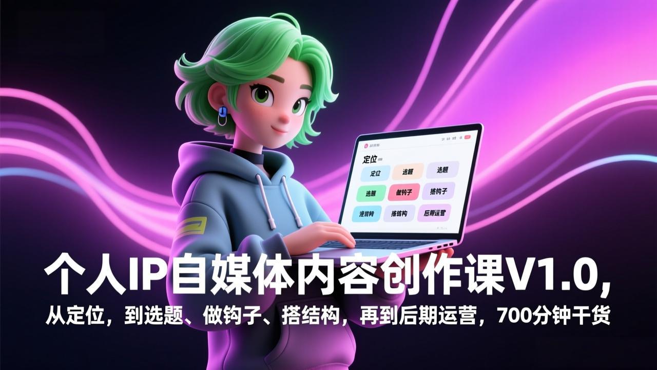 个人IP自媒体内容创作课V1.0，从定位，到选题、做钩子、搭结构，再到后期运营，700分钟干货-星火轻创
