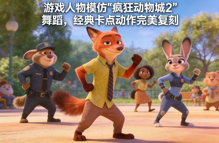 游戏人物模仿“疯狂动物城2”舞蹈，经典卡点动作完美复刻-星火轻创