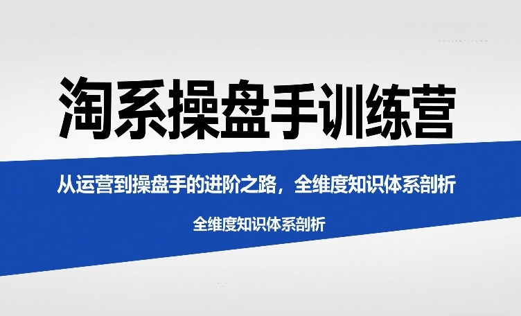 淘系操盘手训练营，​从运营到操盘手的进阶之路，全维度知识体系剖析(更新)-星火轻创