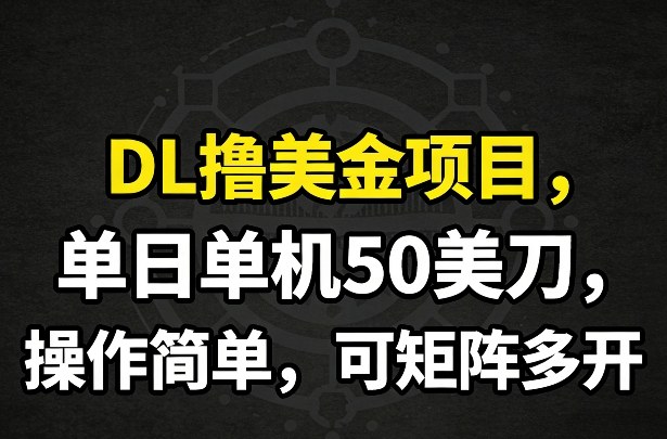 DL撸美金项目，单日单机50美刀，操作简单，可矩阵多开-星火轻创