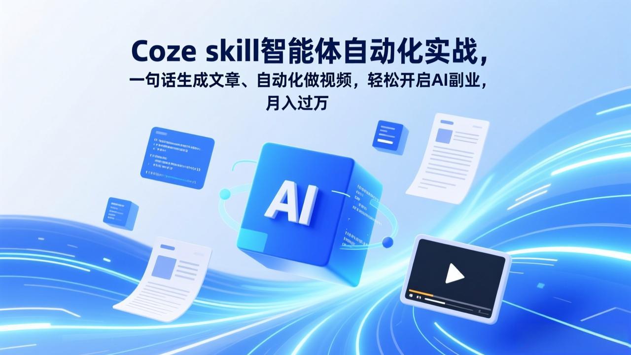 Coze skill智能体自动化实战，一句话生成文章、自动化做视频，轻松开启AI副业，月入过万-星火轻创