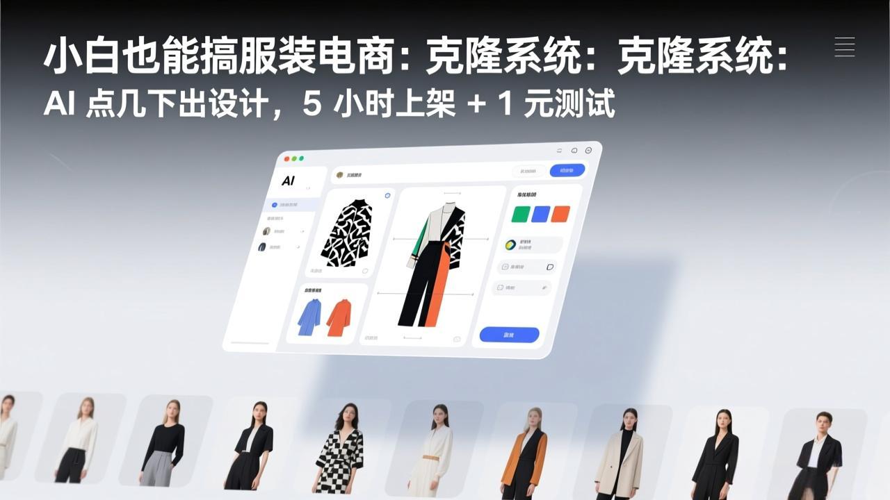 小白也能搞服装电商：克隆系统：AI 点几下出设计，5 小时上架 + 1 元测试-星火轻创