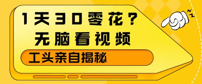 1天30零花？无脑看视频，大佬亲自揭秘-星火轻创