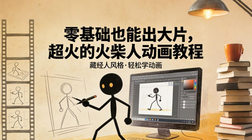 零基础也能出大片，超火的火柴人动画教程(藏经人风格)-星火轻创