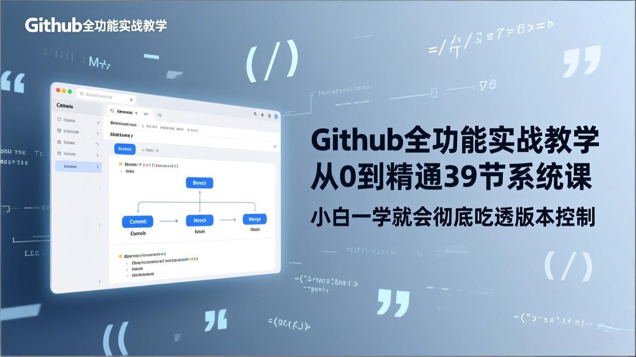 GitHub-全功能实战教学，从0到精通39节系统课，小白一学就会彻底吃透版本控制-星火轻创
