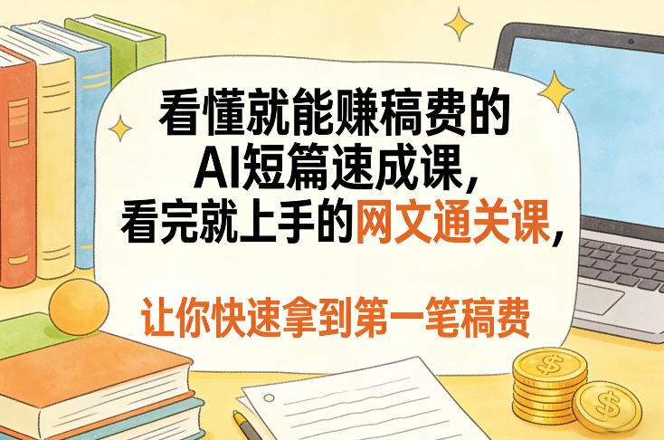 看懂就能賺稿费的AI短篇速成课，看完就上手的网文通关课，让你快速拿到第一笔稿费-星火轻创