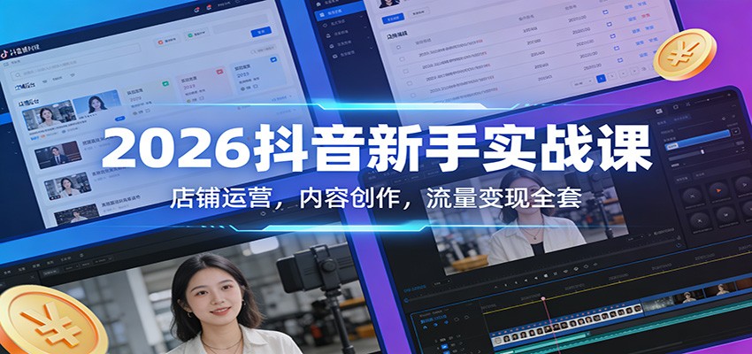 2026抖音新手实战课：店铺运营，内容创作，流量变现全套-星火轻创