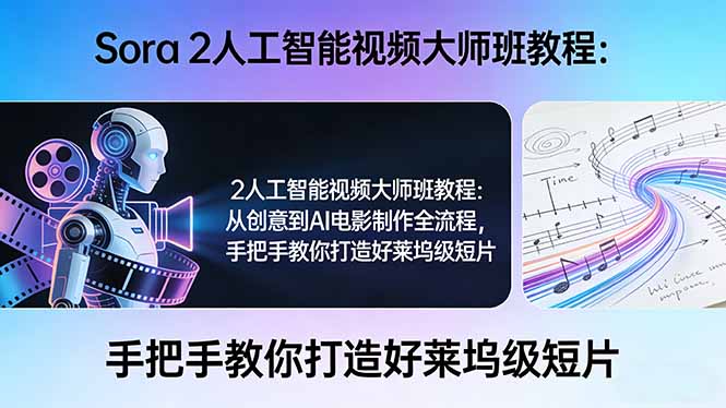 Sora 2人工智能视频大师班教程：从创意到AI电影制作全流程，手把手教你打造好莱坞级短片-星火轻创