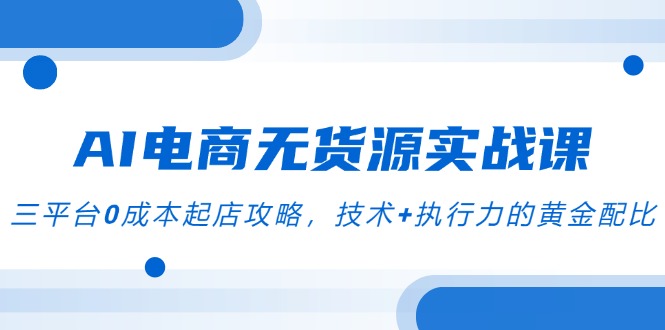 AI电商无货源实战课，三平台0成本起店攻略，技术+执行力的黄金配比-星火轻创