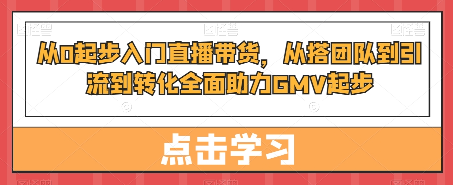 从0起步入门直播带货，​从搭团队到引流到转化全面助力GMV起步-星火轻创